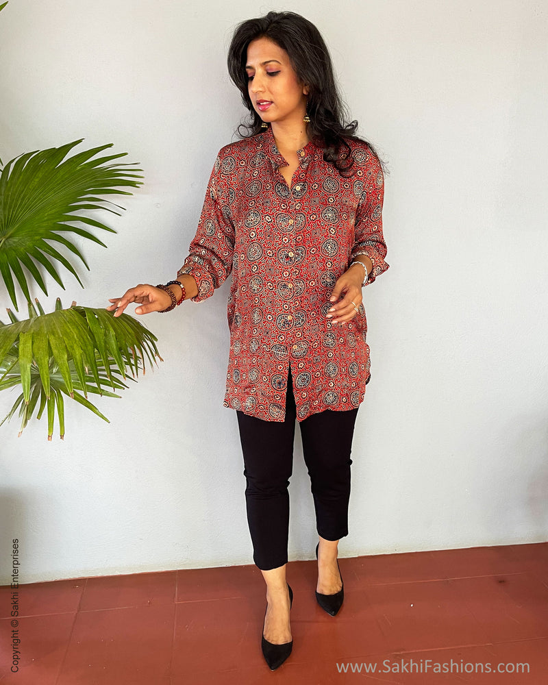 EE-S41609 Red Ajrakh Top