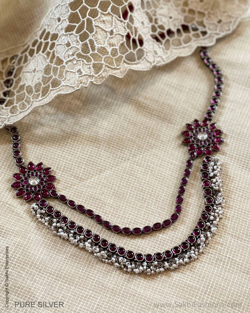 ASDS-41628 Silver Ruby Mala