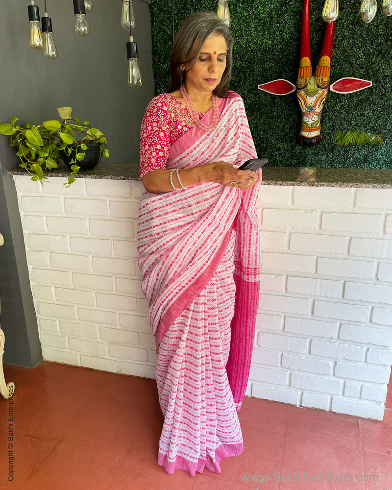 EE-S31171 Pink Cotton Saree
