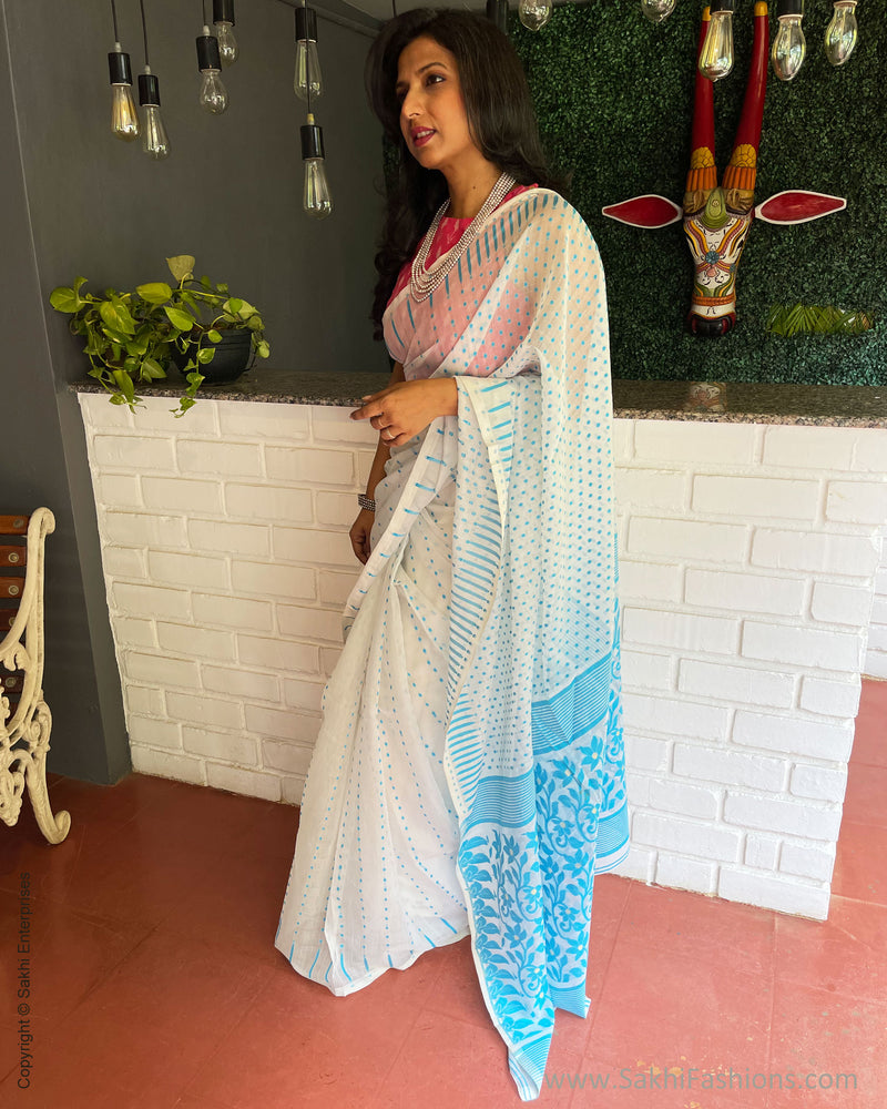 EE-S31173 Blue Cotton Saree
