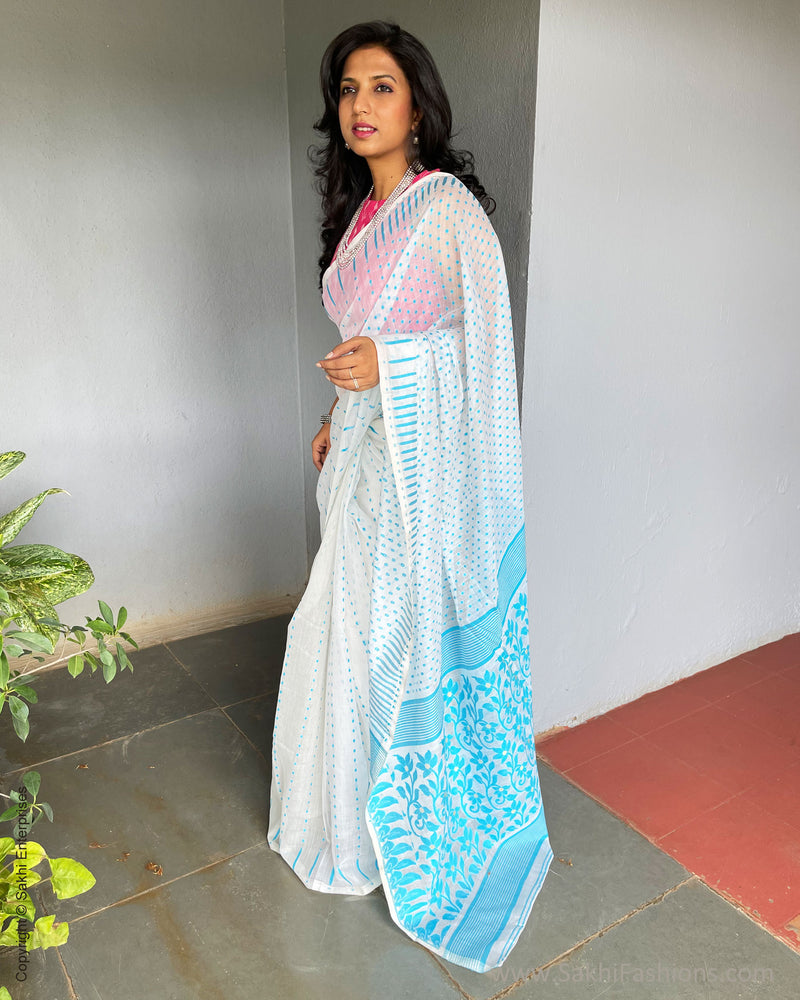 EE-S31173 Blue Cotton Saree