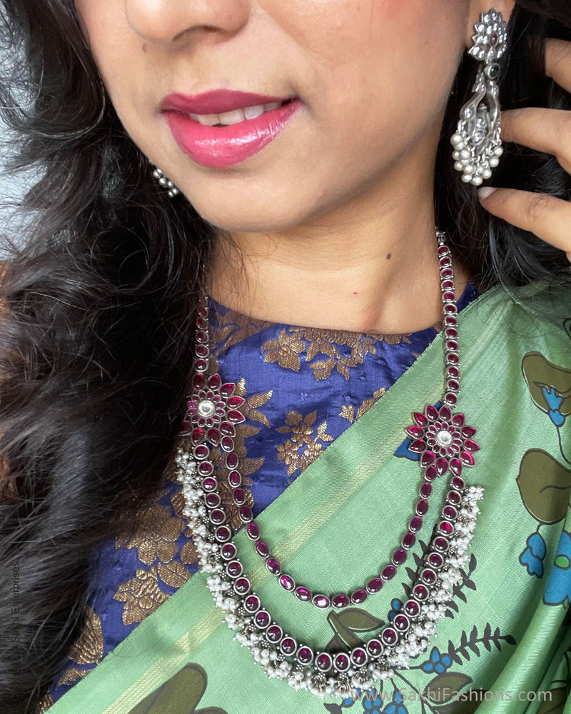 ASDS-41628 Silver Ruby Mala