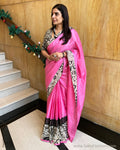 EE-S21614 Pink Tussar Sari