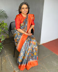 EE-S43476 Grey Tussar Sari