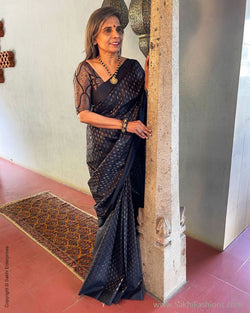 EE-S43487 Black Tussar Sari