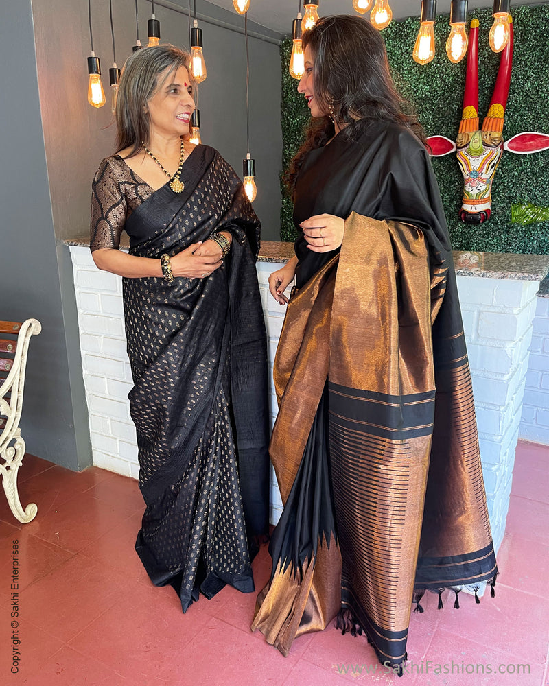 EE-S43487 Black Tussar Sari