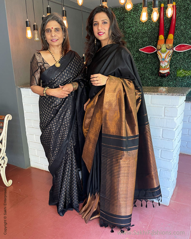 EE-S43487 Black Tussar Sari