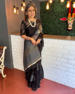 EE-S43548 Black Organza sari