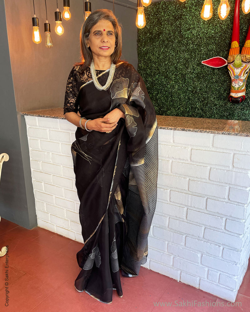 EE-S43548 Black Organza sari