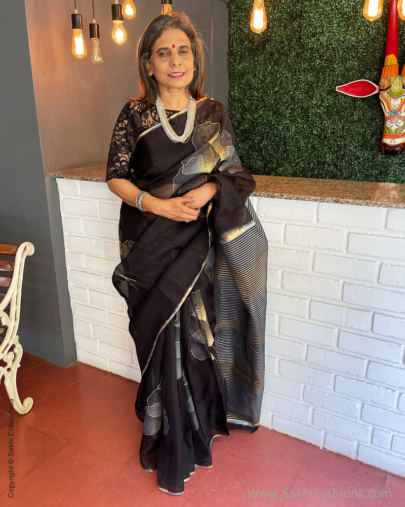 Black organza saree best sale