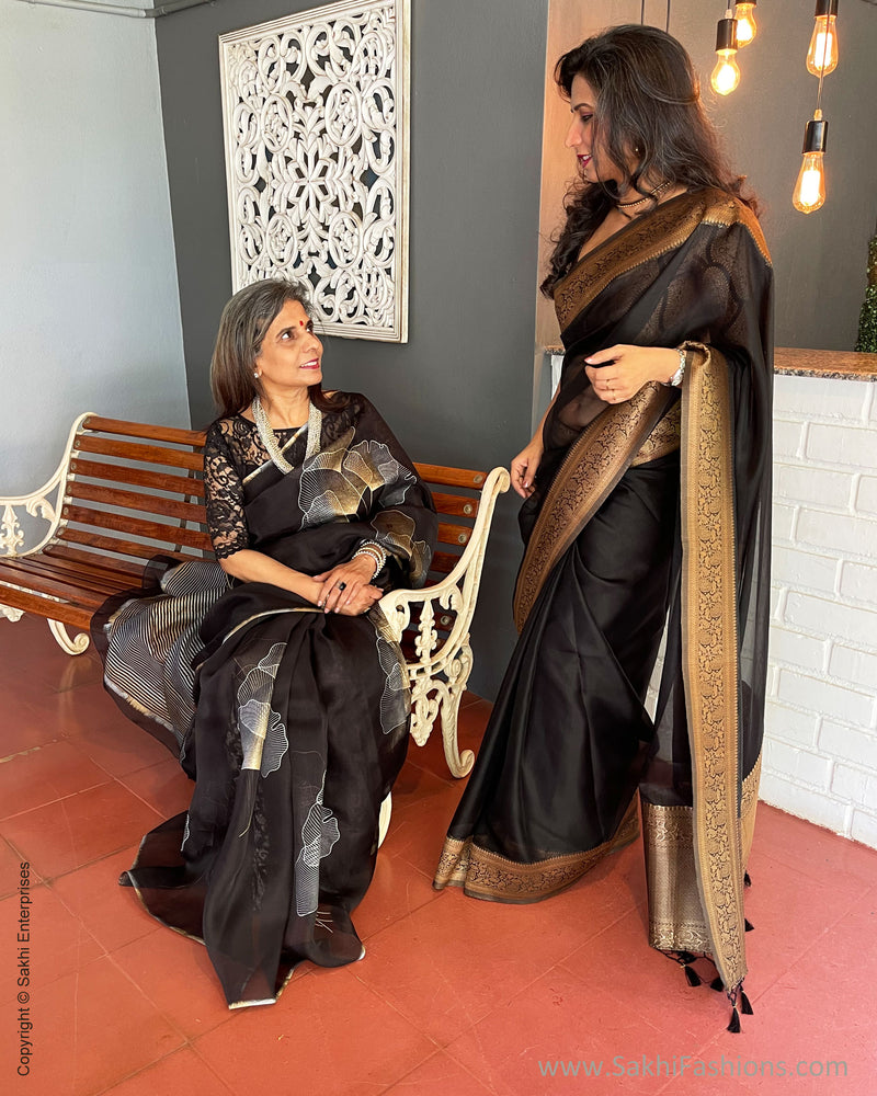 Black sale organza saree