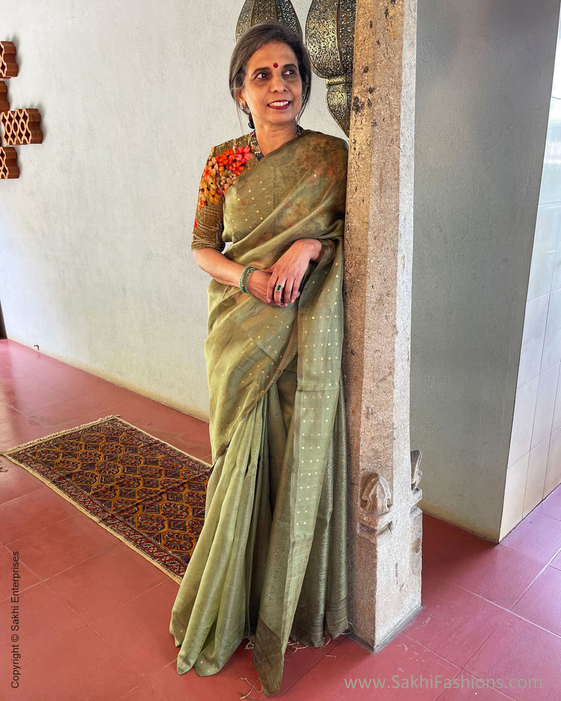 EE-S40082 Green sequin Sari