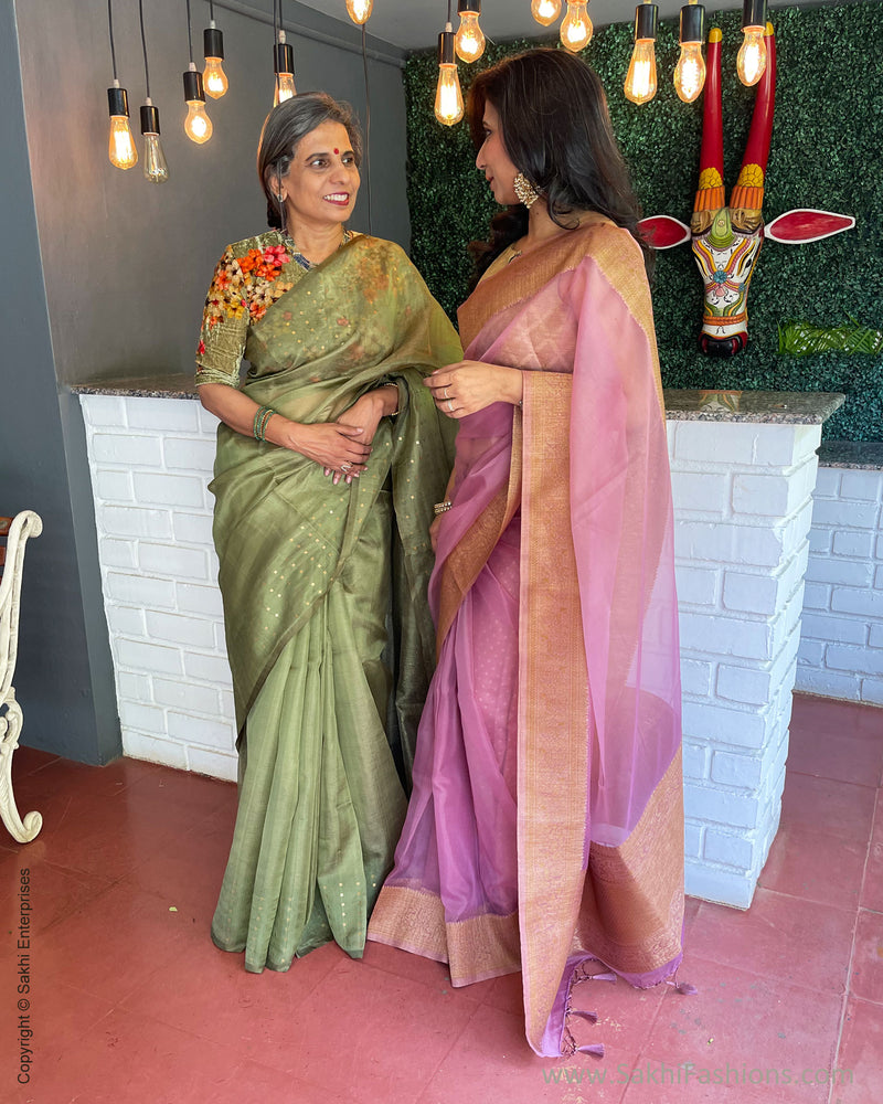 EE-S40082 Green sequin Sari