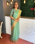 EE-S41817 Green Organza sari