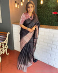 EE-S36397 Black Tussar Sari