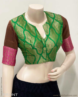 BL-R43738 Green Collage RBlouse
