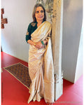 EE-S46150 Cream Tussar Sari