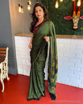 EE-S45447 Green Ajrakh Saree