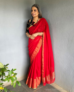 EE-S39211 Red Chiffon Sari