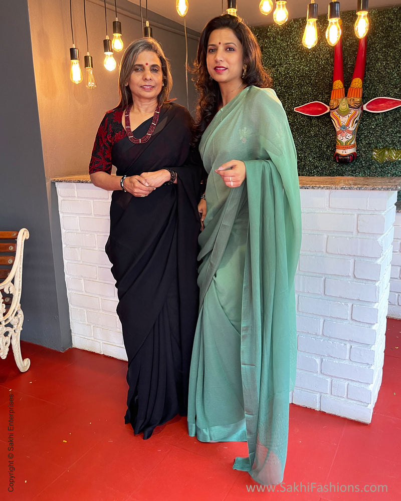 EE-S39216 Black Chiffon Sari