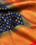 DP-S25688 Navy Blue Faux Silk Saree