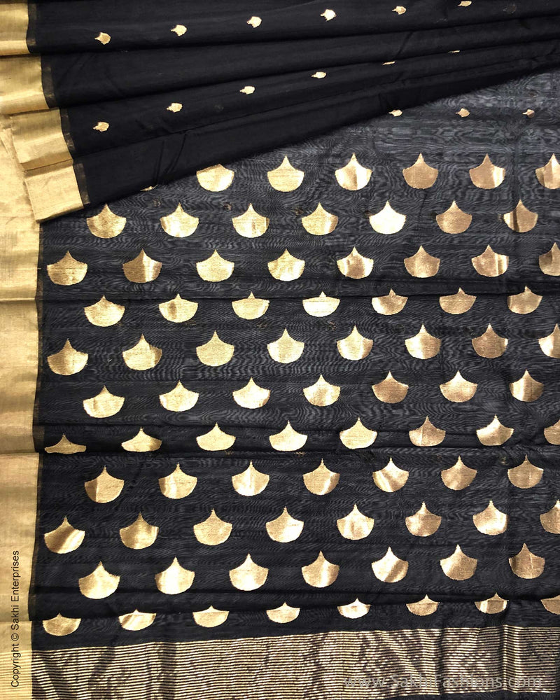 DP-S25692 Black Pure Chanderi Silk Saree