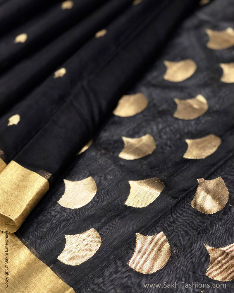 DP-S25692 Black Pure Chanderi Silk Saree