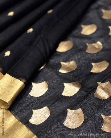 DP-S25692 Black Pure Chanderi Silk Saree