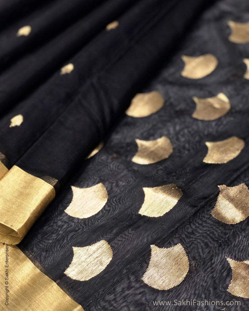 DP-S25692 Black Pure Chanderi Silk Saree