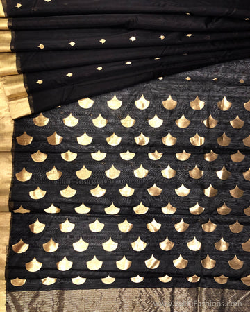 DP-S25692 Black Pure Chanderi Silk Saree