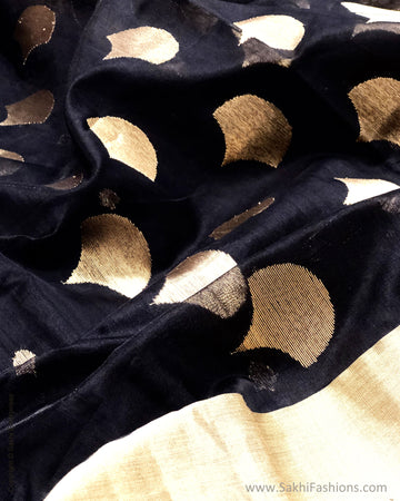 DP-S25692 Black Pure Chanderi Silk Saree