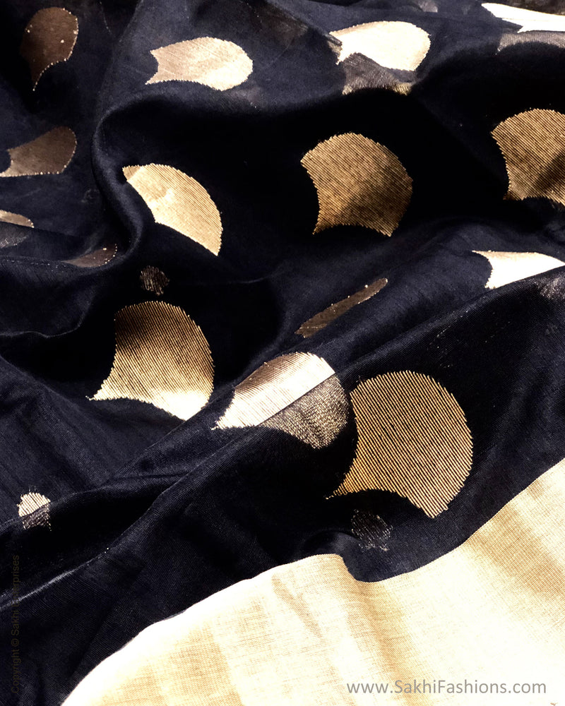 DP-S25692 Black Pure Chanderi Silk Saree