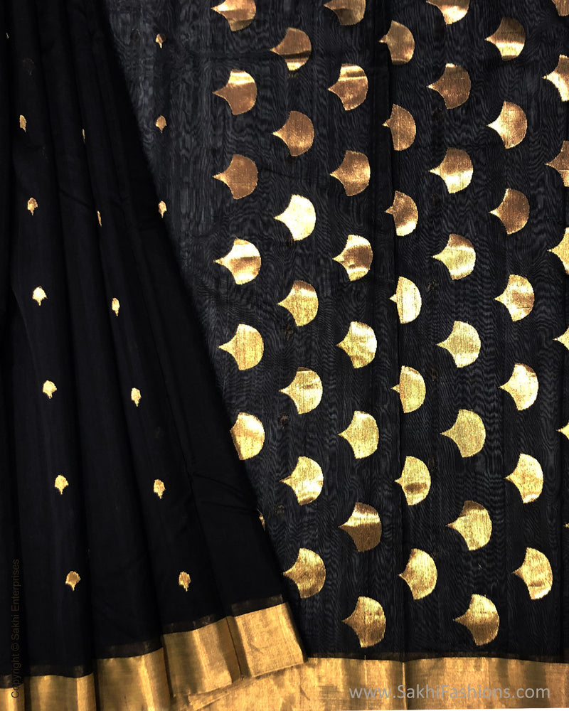 DP-S25692 Black Pure Chanderi Silk Saree