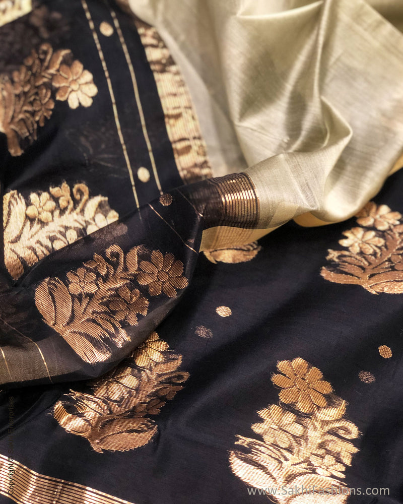 DP-S25698 Black Chanderi Full set