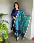 EE-S48069 Blue Chanderi Set