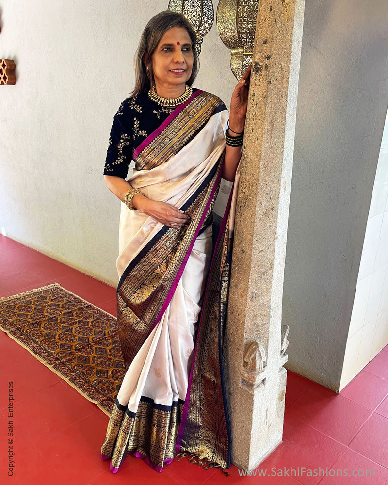 EE-S47757 Cream Gadwal Sari
