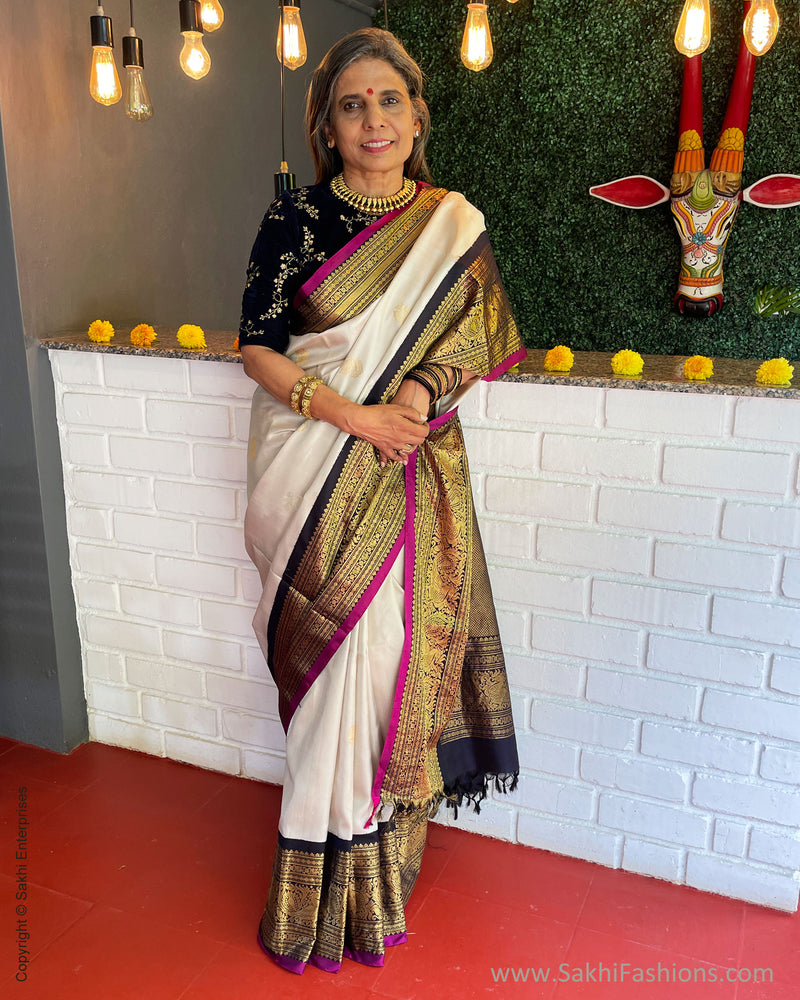 EE-S47757 Cream Gadwal Sari