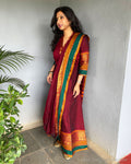 EE-S49666 Maroon Saree Dress