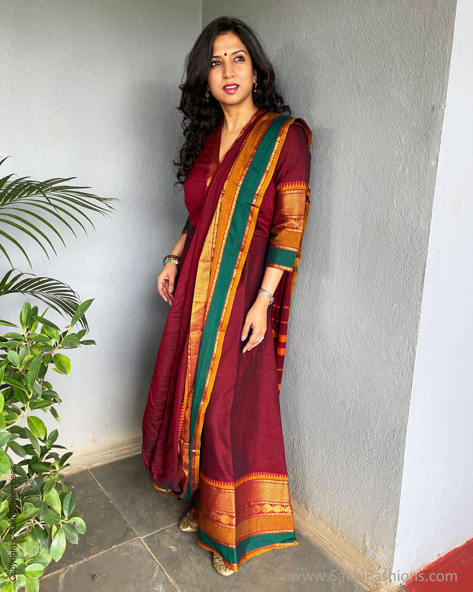 EE S49666 Maroon Saree Dress sakhifashions