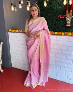 EE-S50938 Pink Crepe Saree