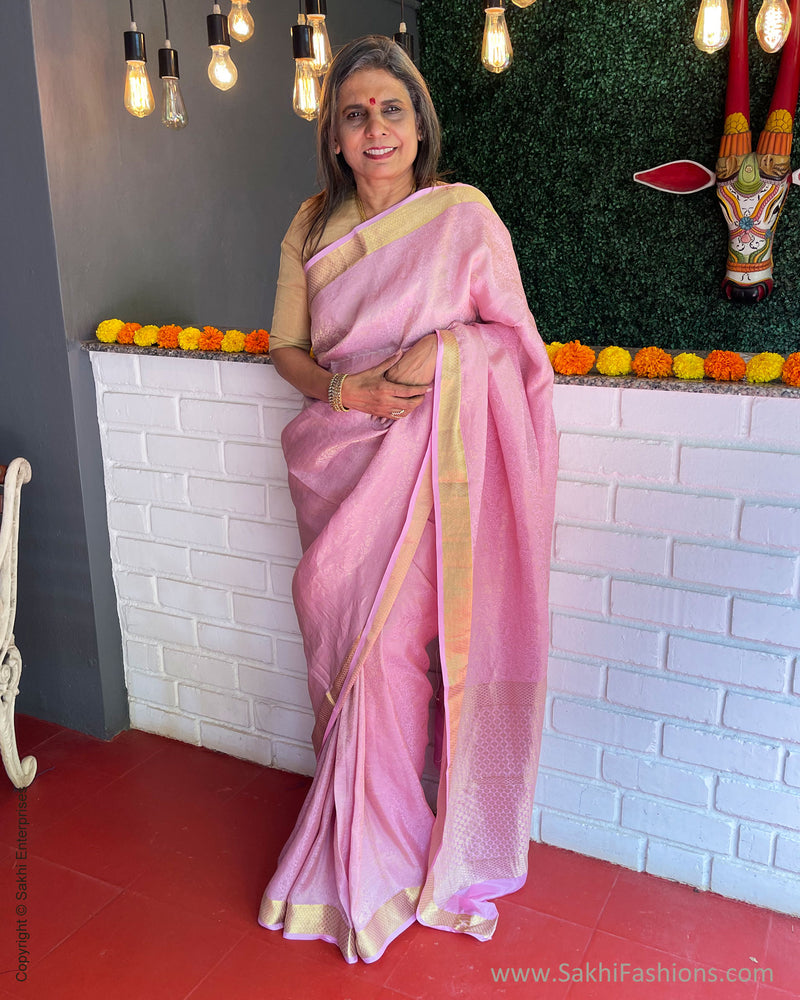 EE-S50938 Pink Crepe Saree