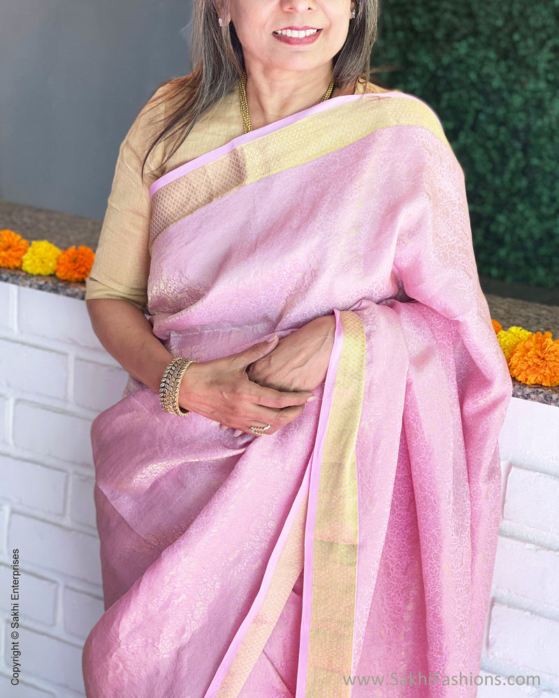 EE-S50938 Pink Crepe Saree