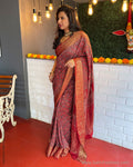 EE-S211014R Red Ajrakh Saree