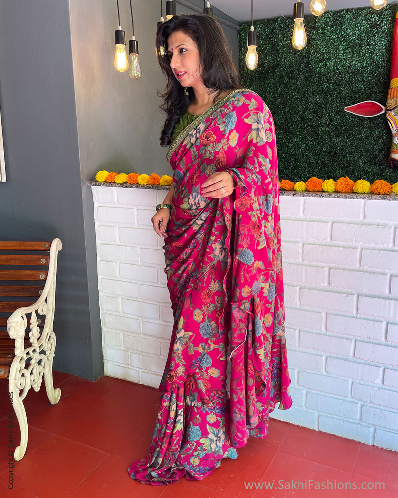 EE-S36687 Pink Ruffle sari
