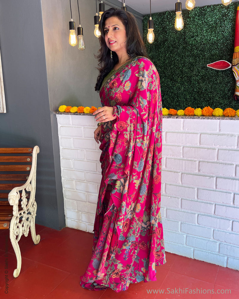 EE-S36687 Pink Ruffle sari