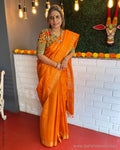 EE-S47331 Orange Tussar Sari