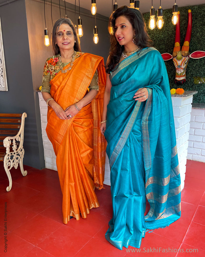 EE-S47332 Blue Tussar Sari