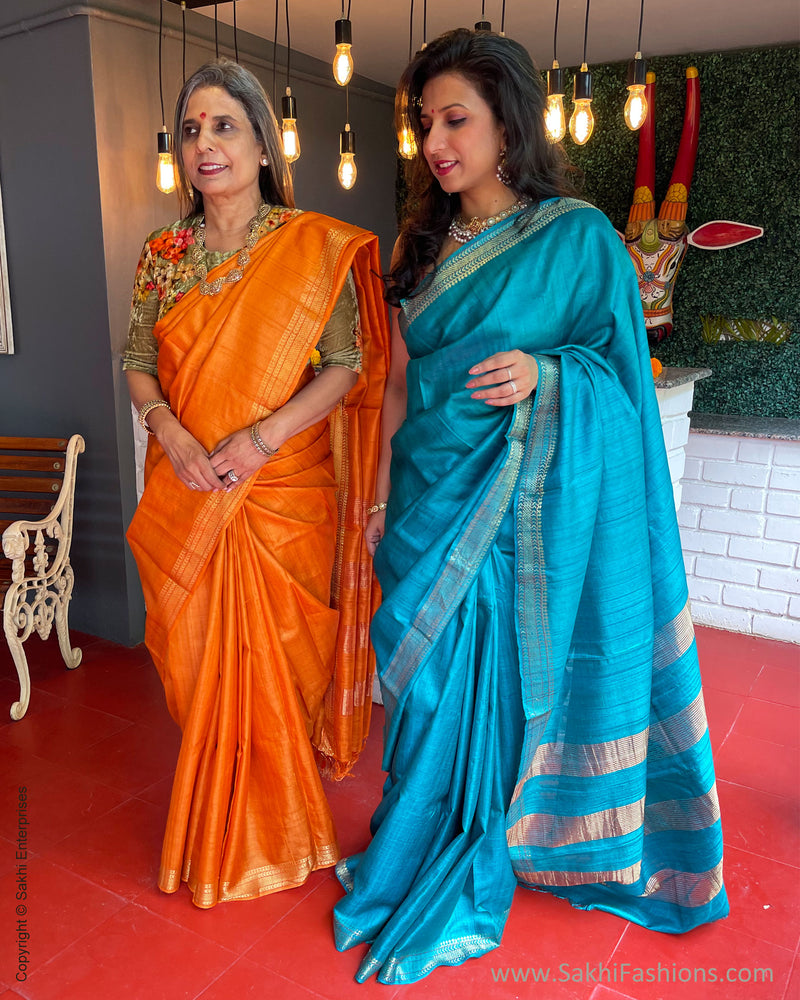 EE-S47332 Blue Tussar Sari