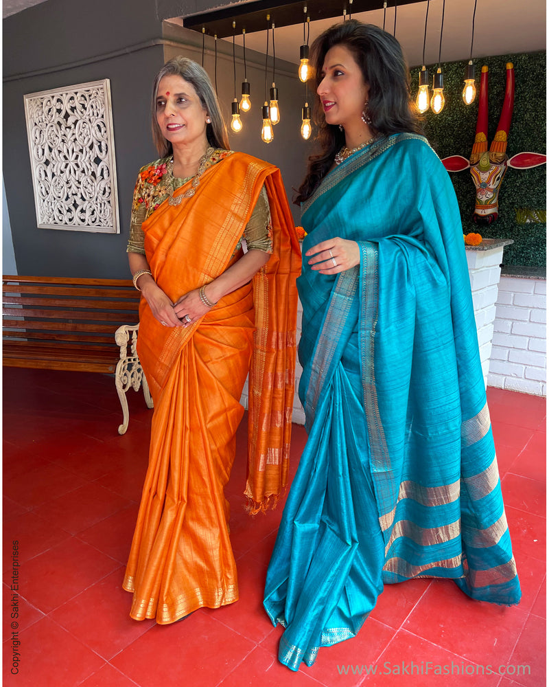 EE-S47332 Blue Tussar Sari