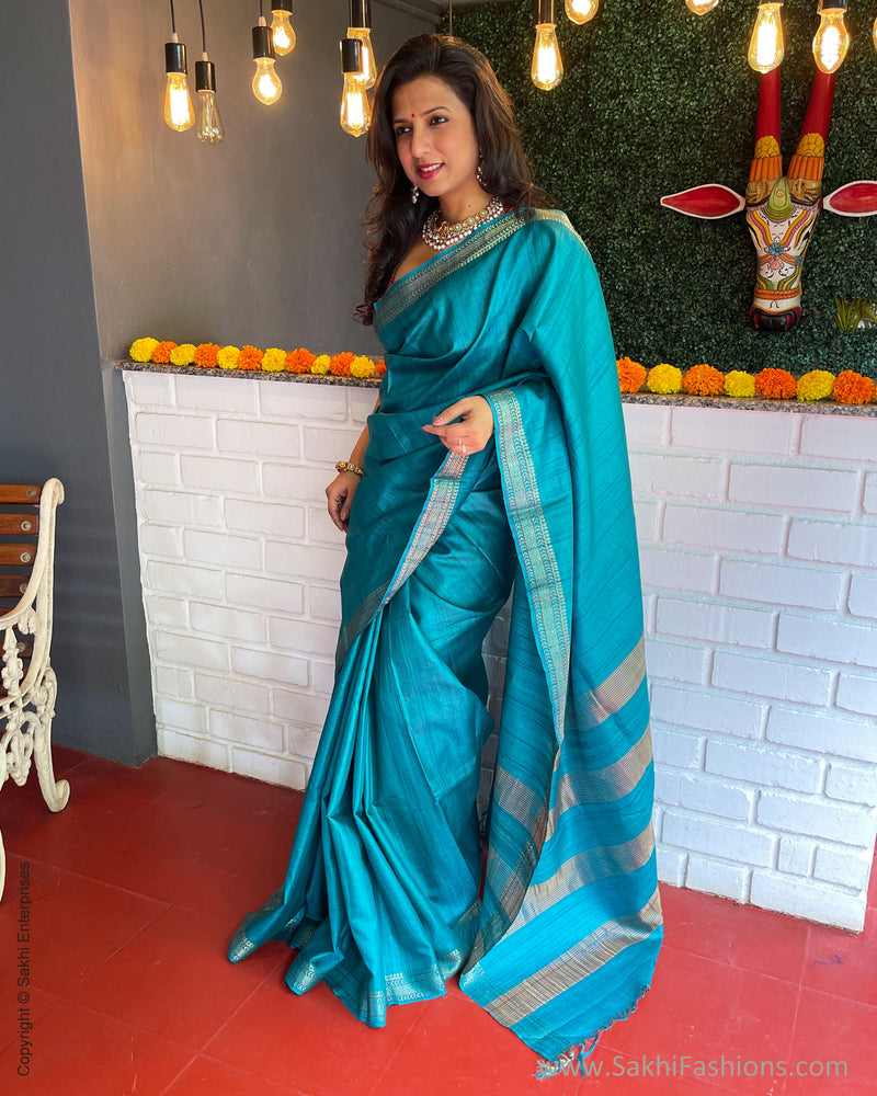 EE-S47332 Blue Tussar Sari